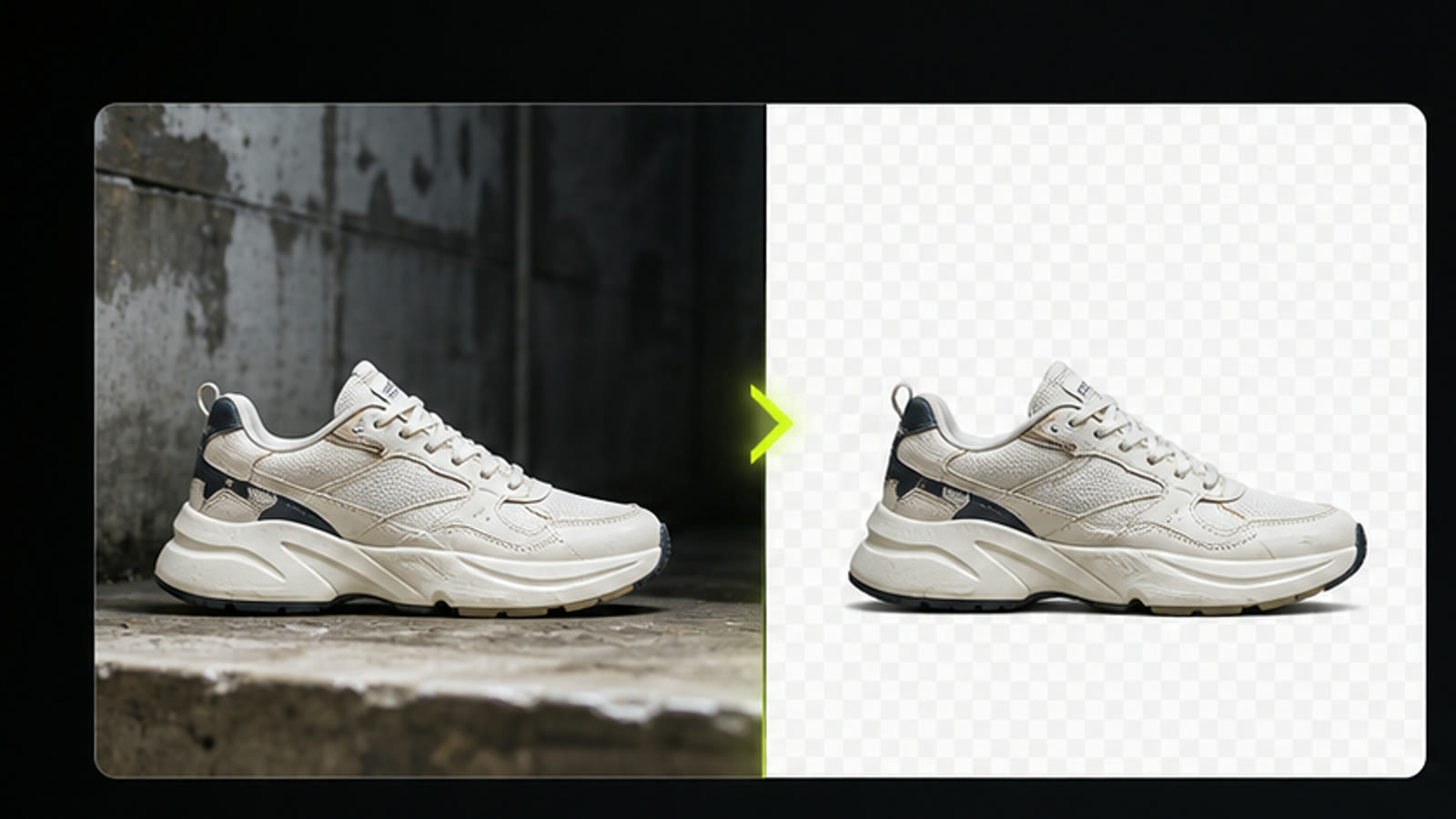 AI background remover before and after transparent cutout example